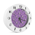 Purple Panda And Flower Pattern Print Alarm Clock