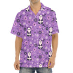 Purple Panda And Flower Pattern Print Aloha Shirt
