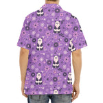 Purple Panda And Flower Pattern Print Aloha Shirt