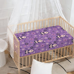 Purple Panda And Flower Pattern Print Baby Crib Sheet