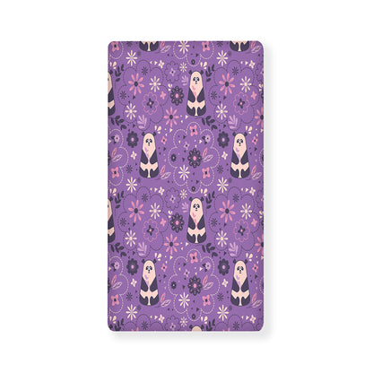Purple Panda And Flower Pattern Print Baby Crib Sheet