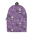 Purple Panda And Flower Pattern Print School Backpack