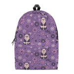 Purple Panda And Flower Pattern Print Backpack