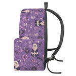 Purple Panda And Flower Pattern Print Backpack