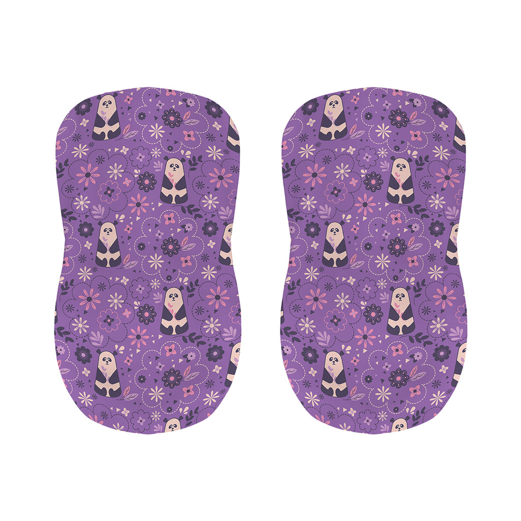 Purple Panda And Flower Pattern Print Bar Stool Covers