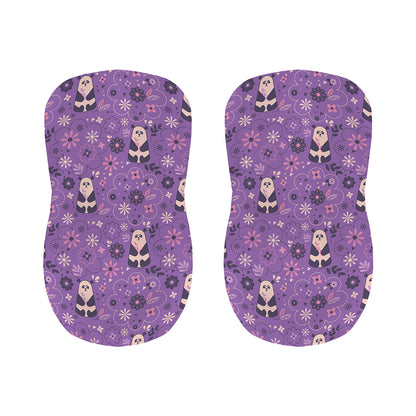 Purple Panda And Flower Pattern Print Bar Stool Covers