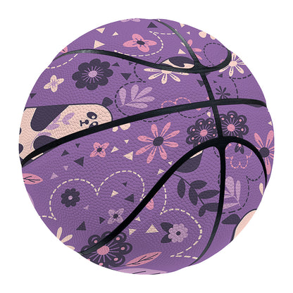 Purple Panda And Flower Pattern Print Basketball