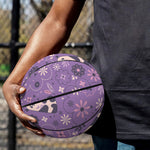 Purple Panda And Flower Pattern Print Basketball
