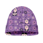 Purple Panda And Flower Pattern Print Beanie