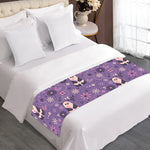 Purple Panda And Flower Pattern Print Bed Runner