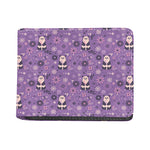 Purple Panda And Flower Pattern Print Bifold Wallet