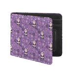 Purple Panda And Flower Pattern Print Bifold Wallet