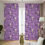 Purple Panda And Flower Pattern Print Blackout Pencil Pleat Curtains