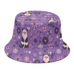 Purple Panda And Flower Pattern Print Bucket Hat