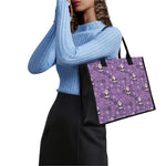 Purple Panda And Flower Pattern Print Canvas Tote Bag