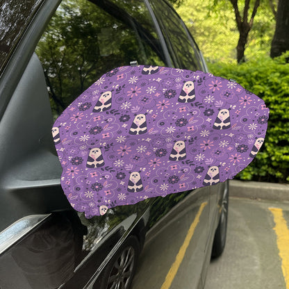 Purple Panda And Flower Pattern Print Car Side Mirror Covers