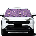 Purple Panda And Flower Pattern Print Car Windshield Snow Cover