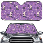 Purple Panda And Flower Pattern Print Car Windshield Sun Shade