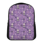 Purple Panda And Flower Pattern Print Casual Backpack