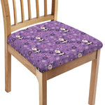 Purple Panda And Flower Pattern Print Chair Cushion Cover