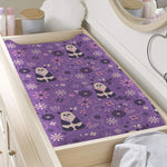 Purple Panda And Flower Pattern Print Changing Pad Cover