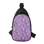 Purple Panda And Flower Pattern Print Chest Bag