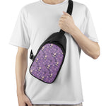 Purple Panda And Flower Pattern Print Chest Bag