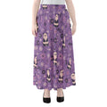 Purple Panda And Flower Pattern Print Chiffon Maxi Skirt