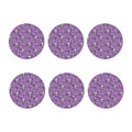 Purple Panda And Flower Pattern Print Coaster Set