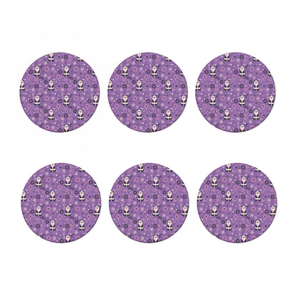 Purple Panda And Flower Pattern Print Coaster Set