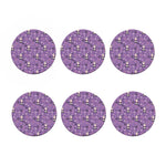 Purple Panda And Flower Pattern Print Coaster Set