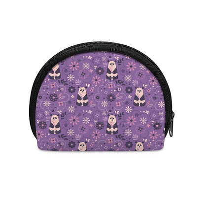 Purple Panda And Flower Pattern Print Coin Purse