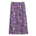Purple Panda And Flower Pattern Print Cotton Front Slit Maxi Skirt