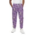 Purple Panda And Flower Pattern Print Cotton Sweatpants