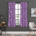 Purple Panda And Flower Pattern Print Grommet Curtain Panels