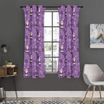 Purple Panda And Flower Pattern Print Curtain