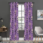 Purple Panda And Flower Pattern Print Curtain