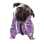 Purple Panda And Flower Pattern Print Dog Zip Up Hoodie