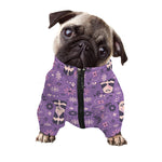 Purple Panda And Flower Pattern Print Dog Zip Up Jacket