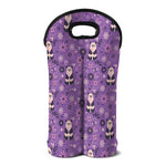 Purple Panda And Flower Pattern Print Double Neoprene Wine Tote