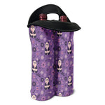 Purple Panda And Flower Pattern Print Double Neoprene Wine Tote