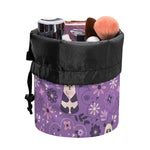 Purple Panda And Flower Pattern Print Drawstring Makeup Bag
