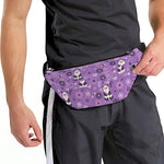 Purple Panda And Flower Pattern Print Fanny Pack
