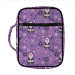Purple Panda And Flower Pattern Print Front Pocket Bible Bag