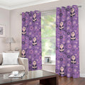 Purple Panda And Flower Pattern Print Grommet Curtains