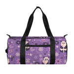 Purple Panda And Flower Pattern Print Gym Bag