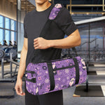 Purple Panda And Flower Pattern Print Gym Bag