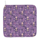 Purple Panda And Flower Pattern Print Hand Towel