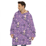 Purple Panda And Flower Pattern Print Hoodie Blanket