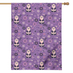 Purple Panda And Flower Pattern Print House Flag